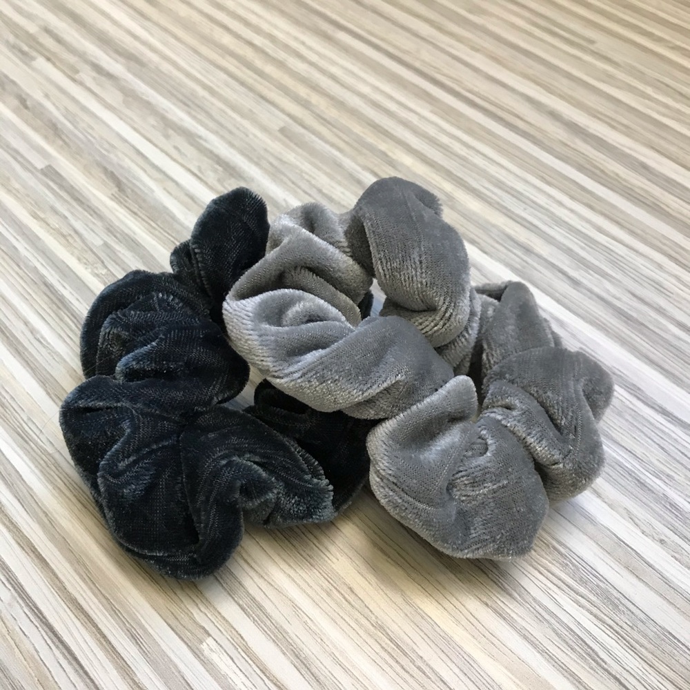 Urban Outfitters Velvet grey scrunchies